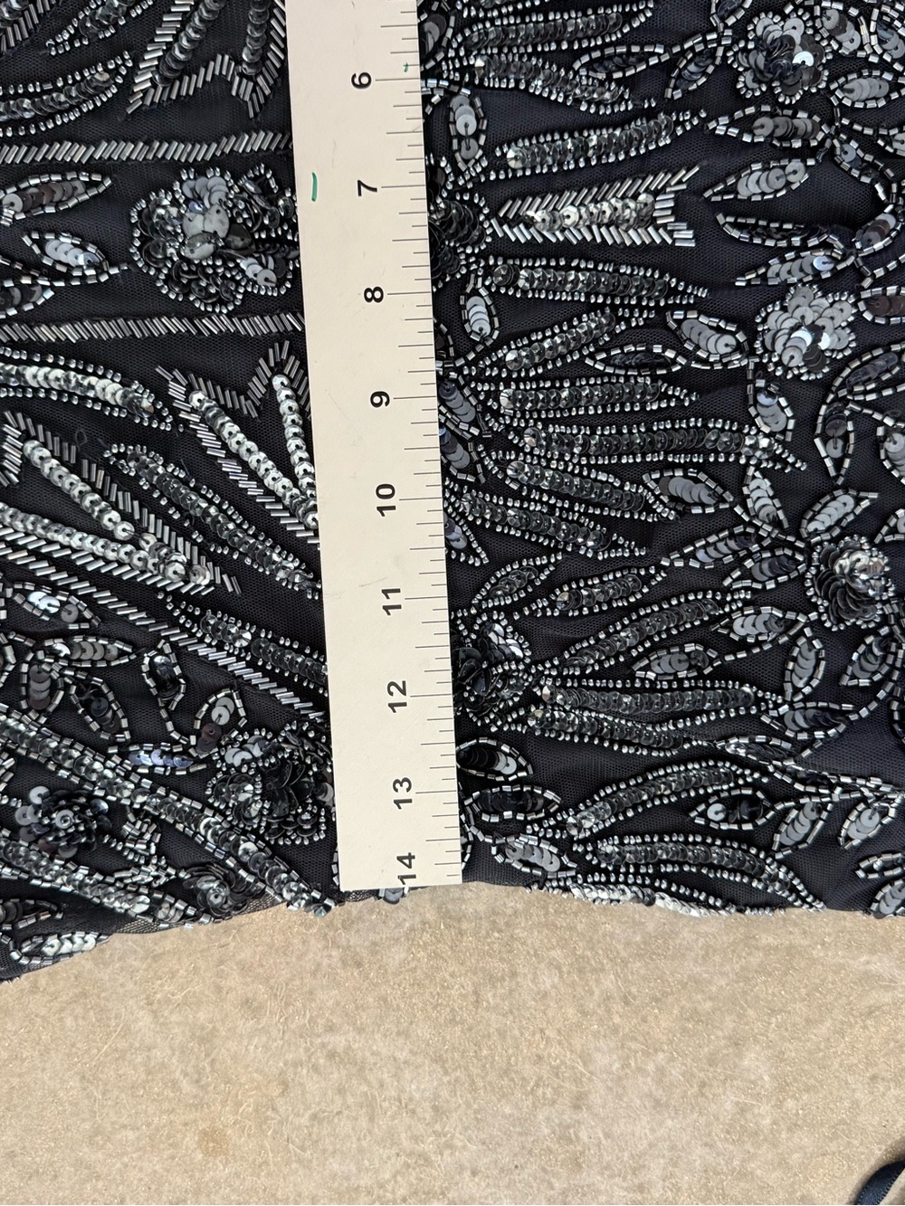 Navy Beaded Maxi Dress with Sheer Yoke - Picture 9 of 13